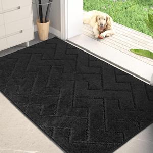 PURRUGS Dirt Trapping Door Mat 32" x 47", Non-Slip Machine Washable Entry Rug, Dog Doormat, Indoor Front Door Mat, Super Absorbent Entryway Rug for Muddy Shoes & Paws, Black