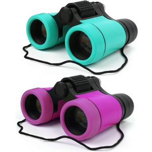 Scotamalone Kids Binoculars Shock Proof Toy Binoculars Set for Age 3-12 Years Old Boys Girls Bird Watching Educational Learning Hunting Hiking Birthday Presents (green and purple)