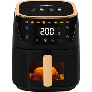 Panana 8QT Large Air Fryer Compact, 8 Preset Menus Airfryer, One-Touch Digital Control Presets, Touchscreen Display, Dishwasher Safe, Nonstick, Fit for Family (Black)