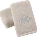 sense gnosis Beige Hand Towel Set of 2 Super Thick 100% Cotton Soft Highly Absorbent Embroidered Decorative Hand Towels for Bathroom Home Hotel Spa 13 x 29 Inch (Light Grey)