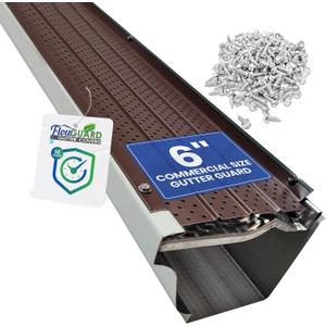 FlowGuard USA Made Professional DIY 6 Inch 50-Year Gutter Cover System - Brown - Aluminum Gutter Guards - 22 Feet - by FlexxPoint