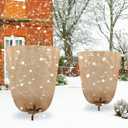 Windyun 5 Pcs Winter Burlap Plant Covers Reusable Warm Burlap Bags with Drawstring Large Size Freeze Protection Bags for Outdoor Plants Frost Blankets for Trees Garden Cold Weather (31.5 x 47.2'')