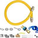 3/4" x 48" Flexible Gas Hose Kit 1675KIT48 for Commercial Kitchen, Flex Gas Line Quick Connect with Safety Features Built In, Mobile Gas Connector Safety System Kit for Cleaning Move Appliances