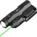 VOTATU M6L-G Picatinny/Mlok Flashlight Laser Combo Built-in Touch Pad Switch, Max 2400 Lumens LED Light and Green Laser with Tactical Strobe Mode, USB Magnetic Rechargeable (Black)