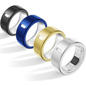 4 Pack Cover Compatible with Oura Ring Gen 4/Oura Ring Gen 3 Horizon/3 Heritage, Charging Derectly, Anti-Scratch TPU Protector for Women Men Working Out Gym-Size 7 (Black+Silver+Gold+Green)