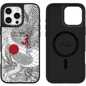 Magnetic for iPhone 16 Pro Max Magsafe Case Cute - Durable Shockproof 6.6 ft Drop Impact Phone Case - Mirror Phone Case Funny Chinese Dragon Design for iPhone 16 Pro Max 6.9"