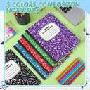 Fulmoon 120 Pack Composition Notebook Bulk 10.12 x 7.2'' Composition Notebook Pack 30 Sheets/60 Pages Marble Covers Composition Notebooks for College School Office Supplies 5 Colors (College Ruled)