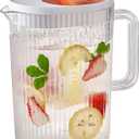 60oz/1.8 Litre Plastic Pitcher with Lid,Clear Hot/Cold Carafes, Fridge Water Pitcher Jug for Hot/Cold Lemonade Juice Beverage Jar Ice Tea Kettle, BPA-Free (White)