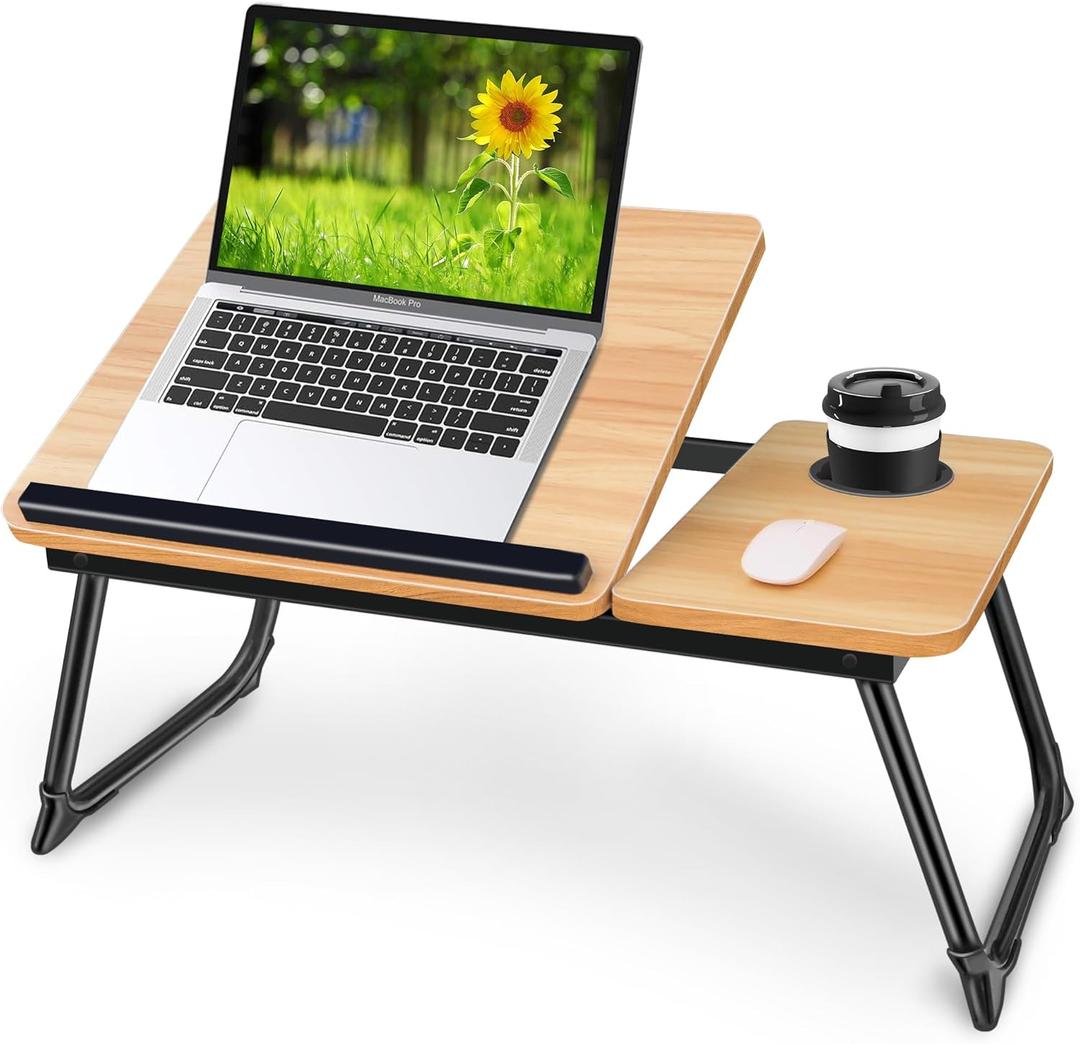 Adjustable Laptop Desk for Bed,Bed Table for Laptops,Laptop Stand for Beds,Lap Desk Foldable Bed Desk for Laptops and Writing,Portable Beds Tray Table with Cup Holder