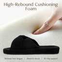 Womens Corduroy Slippers, Open Toe Crossband House Shoes, Cozy Cushioned Foam Indoor Outdoor Non-Slip Bedroom Slippers, Gift for Women (7-8, Black)