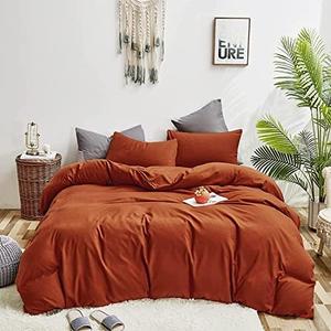 Pureant Burnt Orange Comforter Set Queen Size Terracotta Bedding Sets Rust Caramel Quilts Cotton for Women Girls Soft Boho Caramel Queen Size Comforter Sets Reddish Orange Blankets Durable