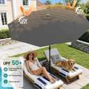 AreShark 9 FT Patio Umbrella for Outdoor, Outdoor Table Umbrella with Push Button Tilt and Crank, Outdoor Patio Umbrellas with 8 Sturdy Ribs for Market, Garden, Pool (Gray)