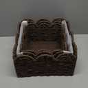 OIAHOMY Scalloped Wicker Baskets, Hand-woven Storage Baskets with Built-in Handles, Paper Rope Shelf Baskets for Organizing and Decoration, Set of 3-Brown