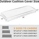 Easy-Going 48x18x3 inch Waterproof Outdoor Couch Bench Cushion Covers Only Replacement Non-Slip Patio Seat Cushion Slipcover with Zipper and Adjustable Straps Gray
