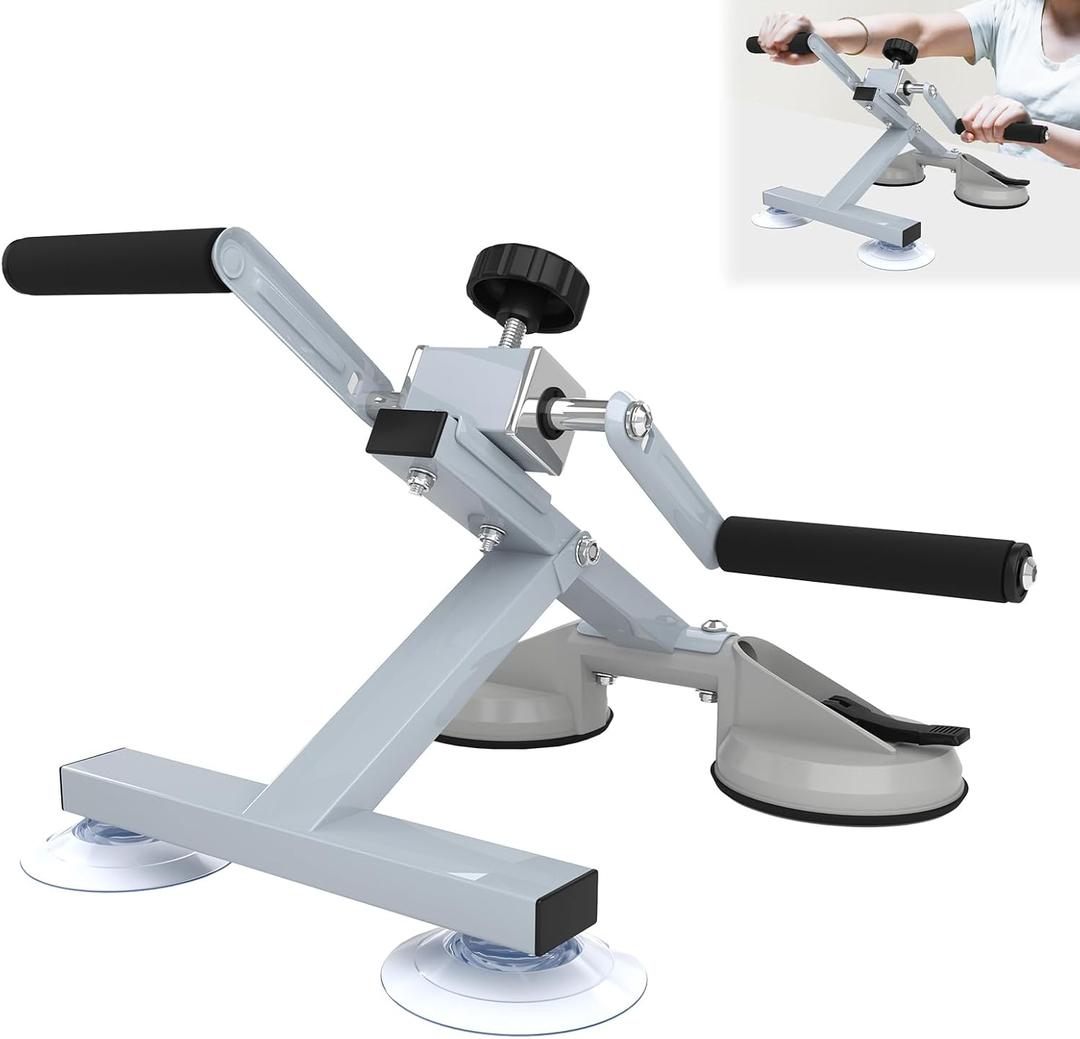 Upgraded Arm Bike for Rehabilitation Exercise Equipment for The Elderly, Designed for Arm and Shoulder, Adjustable Resistance, Lever Arm Direction and Length, 4 Suction Cups, Grey, Home Use