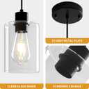 3 Pack Black Pendant Lights Kitchen Island, Modern Glass Pendant Lighting Over Island Kitchen Hanging Bathroom Ceiling Light Fixtures Adjustable Pendant Lights for Dining Room Hallway Bedroom