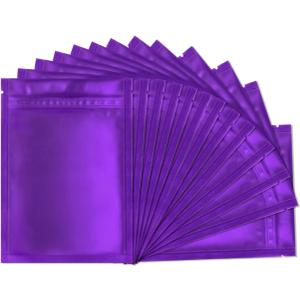 Mylar Bags for Food Storage 100 Pack 3.3 x 5.1 Inch Resealable Smell Proof Bags Foil Pouch Flat Bag with Front Window Purple