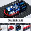 Zeee 2S Lipo Battery 8000mAh 7.4V 100C Hard Case with T Plug for RC Car Truck Truggy Boat Helicopter(2 Pack)