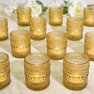 24 Pcs Votive Candle Holders, Glass Holders Bulk for Table Centerpiece, Tea Lights Candle Holders for Wedding Shower, Party and Home Decor Golden