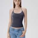 SUUKSESS Halter Tops for Women Tank Tops with Built in Bras Double Lined Backless Top Y2K Going Out Camisole (Blue, M)