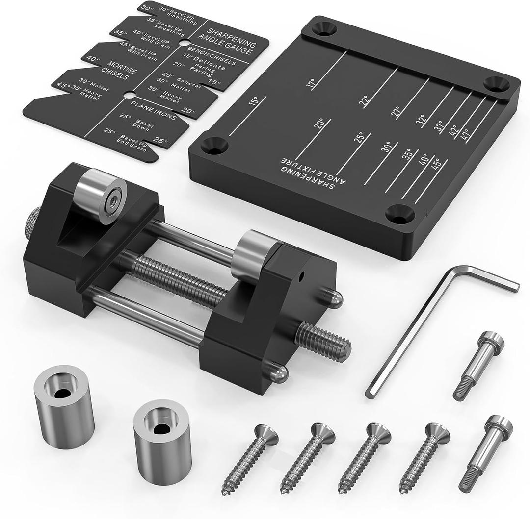 Precise Chisel Sharpening Jig Kit, Honing Guide System for Woodworking Chisels and Planes (5/32" to 3"), Chisel Honing Guide with Adjustable Angle Fixture and Angle Gauge