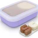 Enhanced Leakproof Silicone Travel Shampoo bar Holder, Shampoo and Conditioner Bar Container, Soap Box for Handmade Soap, Shatterproof Soap Holder for Save Soap (Clear&Violet)