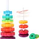 Educational Spinning Stacking Toys, 1-3 Rainbow Ring Stacker Montessori for Babies, Sensory Toys for Toddlers, Christmas and Birthday Gifts Suitable for Boys and Girls