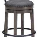 Signature Design by Ashley Caitbrook 30" Farmhouse Bar Height Upholstered Swivel Barstool, Gray