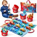 OLIBUY Montessori Toys for 1 Year Old Toddler - 22 Pcs Cloth Fishing Game for Toddlers 1-3 with Stacking Cup, Number Counting, Color and Shape Sorter Learning for Toddler Boy Girl