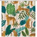 Mid Century Leopard Shower Curtain Boho Cheetah Palm Leaves Tropical Jungle Animal Wildlife Tiger Aesthetic Minimalist Modern ArtFabric Bathroom Decor Curtains with Hooks,Beige Yellow Green (70"W x 70"L (Pack of 1)
