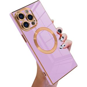KANGHAR Case Designed for iPhone 14 Pro Max Magnetic [Compatible with MagSafe] Luxury Cute Plating Design Cute Case Full-Body Anti-Scratch Shockproof Bumper Protective Cover