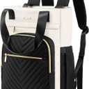 LOVEVOOK Laptop Backpack For Women, 15.6 Inch Work Business Laptop Bag, Wide Top Open Teacher Nurse Bag With USB Port, Waterproof Computer Backpack Purse For Travel, Black-White