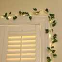 2 Pack Vines with Fairy Lights 40ft 120 LED Pothos String Lights USB Plugin & Battery Operated Leaf Lights with Timer 8 Modes Remote Decorative Light for Bedroom Wedding Party - Warm White