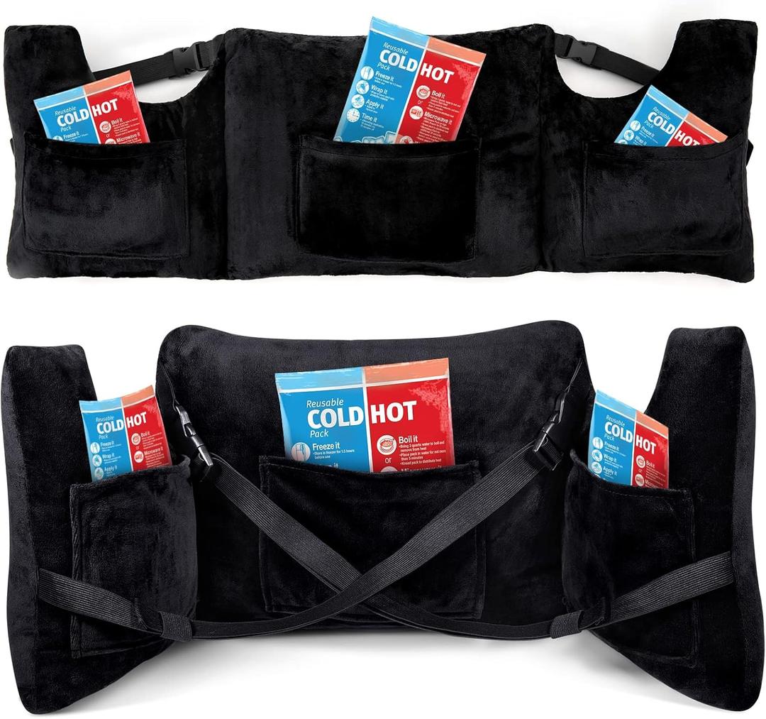 Post Mastectomy Pillow for Recovery Gift for Mastectomy Patients with 4 Pockets to Support Breast Surgery Healing for Sleeping, Recovery, Seatbelt Protection (Pure Black)