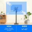 TV Stand with Mount 70 Height Adjustable Floor Monitor Stand 360Swivel Universal Tiltable Tall TV Floor Stand for 12 to 43 inch Flat Screen Bedroom Curved TVs Display Trolley Stand