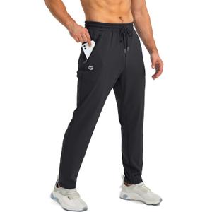 G Gradual Men's Sweatpants with Zipper Pockets Tapered Joggers for Men Athletic Pants for Workout, Jogging, Running (Black, Large)
