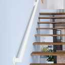 4FT White Industrial Iron Hand Railing, Wall Support Handle for Indoor Stairs & Outdoor Decks, Non-Slip & Rust-Resistant