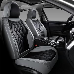 FLORICH Front Seat Covers, Leather Car Seat Protector, Waterproof Seat Covers for Cars, Black Seat Covers Universal Fit for Cars, Trucks, SUVs - Gray&Black