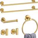 Brushed Gold 6 Pieces Bathroom Hardware Accessories Set Gold Towel Bar Set,Modern Towel Holder Set for Bathroom,Stainless Steel Towel Rack Set Wall-Mounted 23.6 Inch