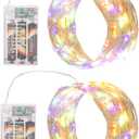 Multicolor Fairy Lights Battery Operated (Included), 8 Modes & Auto Timer, 2 Packs 5m 50Led Mini Twinkle Silver Wire Firefly Starry Lights, Waterproof Battery Operated Lights for Bottle