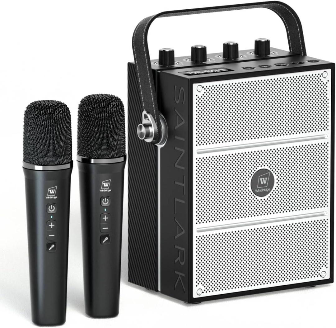 100W Powerful Voice Amplifier with 2 Wireless Microphones, Big Pro Sound Portable Speaker with Microphone, Bluetooth Speaker PA System Karaoke Machine Support BT/USB/TF Card/Aux/Guitar S99