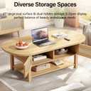 LVB Oval Rattan Coffee Table, 47" Boho Wood Living Room Table with Storage, 47.24 Inch