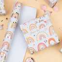 2 x Burymento Rainbow Wrapping Paper, Boho Gold Foil Themed Gift Wrap for Birthday, Valentines, Mothers day, Graduation, Wedding, Fathers day, Baby Shower, Christmas (17 IN x 32.8 FT)