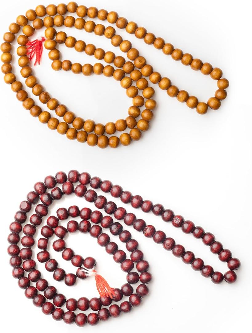 Set of 2 Tulsi Mala 108 Beads Japa Mala Japmala for Meditation Prayer Pooja and Gifting (Mala Set of 2)