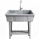 Portable Utility Laundry Sink with Washboard & Hose Hookup, Freestanding Outdoor Plastic Tub for Washing Room, Garage, Pet Wash, Garden – Lightweight & Easy to Use, One Size