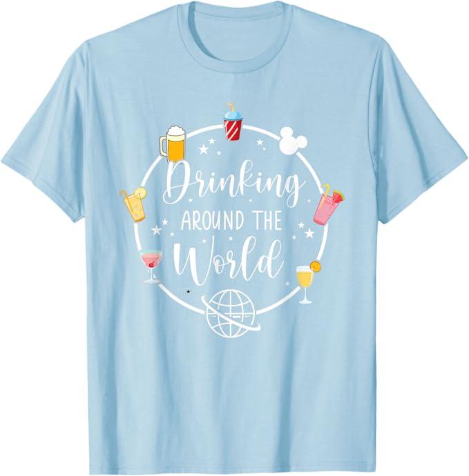 Drinking Around The World T-Shirt, Baby Blue, L