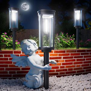 ALFIOT Solar Pathway Lights Outdoor, Bright Solar Lights Outdoor, IP65 Waterproof Landscape Lighting for Yard Patio Walkway Driveway Pathway (Cool White (Cylinder), 12 Pack)