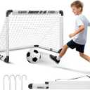 KETIEE Kids Soccer Goals for Backyard: 35" x 23" Mini Foldable Football Goals Set, Portable Kids Soccer Goal with Carry Bag & Soccer Ball for Garden Outdoor Indoor, Soccer Toy for Boys Girls Ages 3+