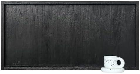 Gurfuy 40"x20" Extra Large Long Rectangle Ottoman Table Tray - Black Rustic Wooden Serving Tray for Farmhouse Decorative Oversized Coffee Table Trays Living Room Kitchen Counter Breakfast