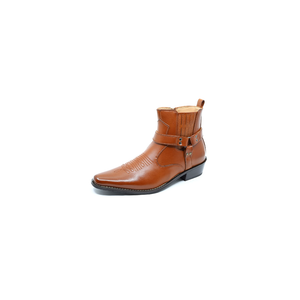 Metrocharm Diego-02 Men's Belt Strap Studded Western Cowboy Boots. Brown. 11